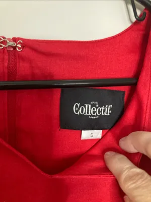 Collectif Red & Black London Print Fit-and-Flare Dress thumbnail 2