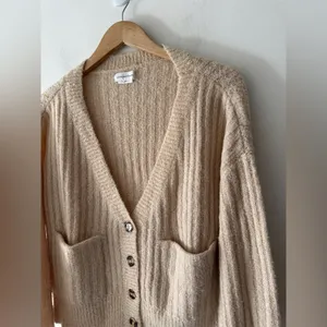 Lovers and Friends Neutral Oat Beige Knit Button Caroline Cardigan Wool Blend‎ thumbnail 3