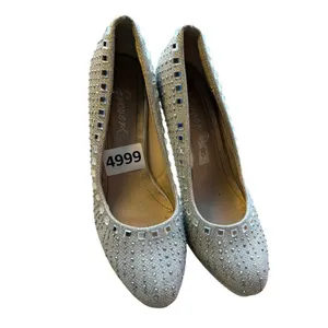 Elegant Silver Rhinestone High Heels Womens Size 6.5 midheel thumbnail 8