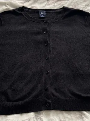 GAP Black wool blend Button-Up Long Sleeve Crew Cardigan, size XL minimalist thumbnail 15