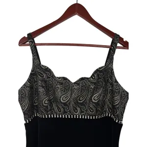 Vintage Betsy & Adam Dress 12 Black‎ Gold Velvet Formal Whimsygoth Paisley 90s thumbnail 5