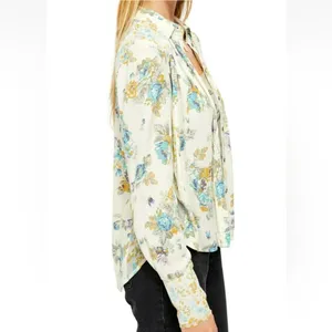 Free People Hold On To Me Floral Long Sleeve Blouse Ivory Combo Size Small thumbnail 2