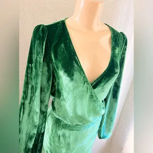 Reformation Bordeau Velvet Dress Emerald size med thumbnail 11