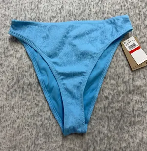 Nike Swim Women Light Blue Textured High Waist Bikini Bottom NESSD234‎ L thumbnail 1