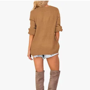Amazon Women's Knit Long Sleeve Faux Wrap Surplice V Neck Sweater Top thumbnail 2