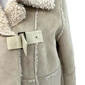 Moon River Borg Lined Duffle Coat Faux Suede Sherpa Penny‎ Lane Size Medium thumbnail 6
