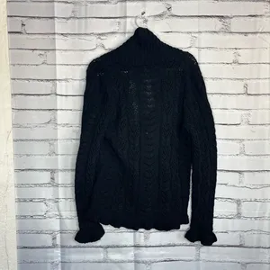 Vintage Lauren Ralph Lauren Black Cotton Puff-Sleeve Button Front Cardigan M Y2K thumbnail 11