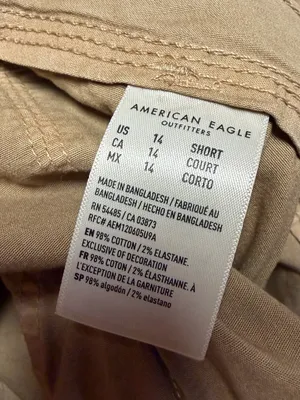 NEW American Eagle Baggy Jogger Womens 14 Short Tan Cargo Utility Pants Stretch thumbnail 13