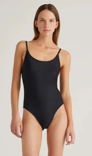 Quince Italian Cami One Piece Swimsuit Black Size Small NEW thumbnail 1