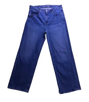 Old‎ Navy Sky-Hi Wide Leg Jeans Women 14 Blue Excellent Extra High Rise Durango thumbnail 1