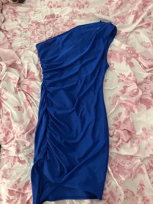 B. Darlin One Shoulder Ruched Bodycon Dress Size 5/6 Blue thumbnail 2