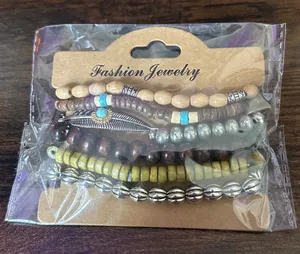 Boho Layered Beaded Bracelet Set Multiple thumbnail 1