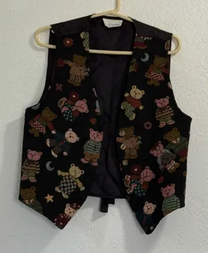 Vintage Casey & Max Teddy Bears Women's Sleeveless Vest Size M Tapestry thumbnail 1