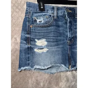 American Eagle High Rise Dark Wash Distressed Jorts Size 2 100% cotton #769 thumbnail 5