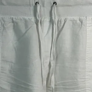 Style & Co White Linen‎ Cargo Capri Pants XL Elastic Drawstring Cropped Pockets thumbnail 3
