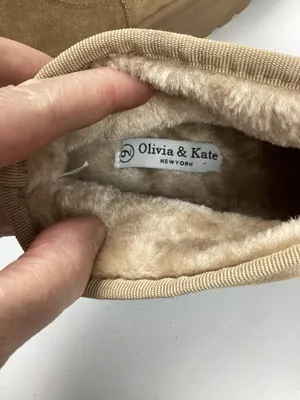 Olivia & Kate Faux Suede Faux Fur Tan Platform Booties Size 9 New with Tag thumbnail 6