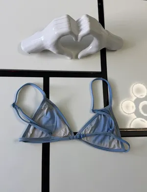 ONEONE Swim Ribbed Triangle Bikini Top - Pastel Blue - Size M thumbnail 2