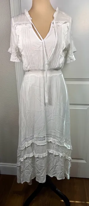 Petal & Pup White Chelsea Dress Cottagecore Midi Dress US 4 thumbnail 1