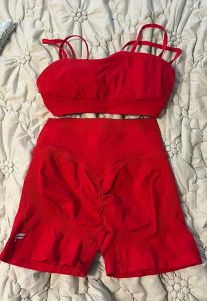 Fabletics Workout Set Matching Red thumbnail 1