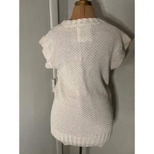 Aerie Cable Knit Cream Sweater Vest XS GrandmaCore Cozy Comfy Winter Cabincore thumbnail 2