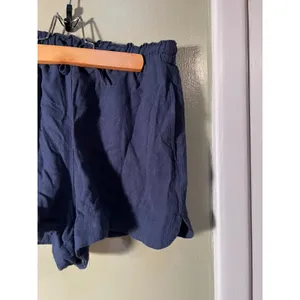 Stradivarius Women's Sz Small Shorts Pull On Elastic Tie Waist Pockets Blue Gray thumbnail 3