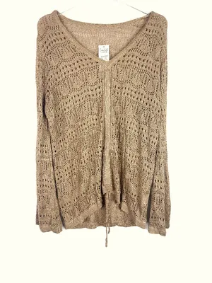 NWT Cupshe X JoJo Open Knit Asymmetrical Drawstring Cover-Up Top Size Medium M thumbnail 2