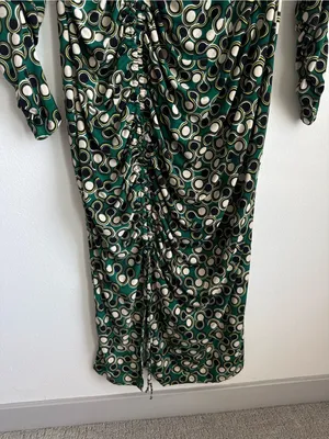 ELOQUII Green Abstract Print Ruched Midi Maxi Dress Long Sleeve Size 18 thumbnail 8