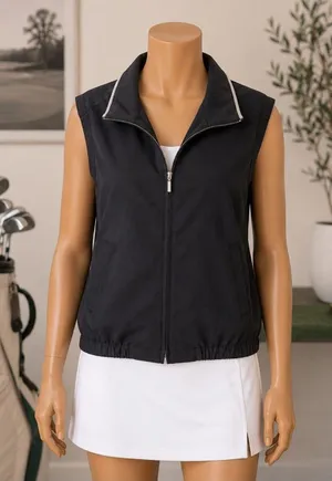 Vintage Eddie Bauer Golf Black Full Zip Vest Women’s Small thumbnail 1