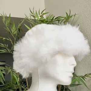 White faux fur beanie snow winter fall hat eskimo, ice princess vibes thumbnail 3