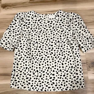 Melloday Polka Dot Cream Blouse Women’s Small thumbnail 1