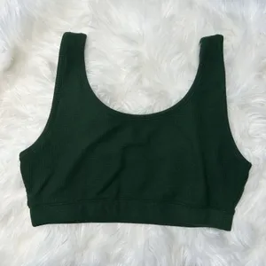 MADEWELL Bralette Womens Size Large Waffle Knit Cozy Comfy Forest Green Casual thumbnail 2