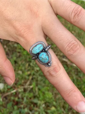 Natural Blue Moon Turquoise Sterling Silver Ring Size 8 thumbnail 3