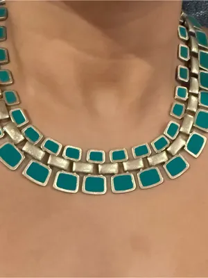 Nordstrom Cara chunky Emerald Green Double-Row collar Statement Necklace glam thumbnail 2
