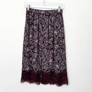 [Abercrombie & Fitch] Purple Floral Paisley Print Lace Trim Midi Skirt Sz Medium thumbnail 2