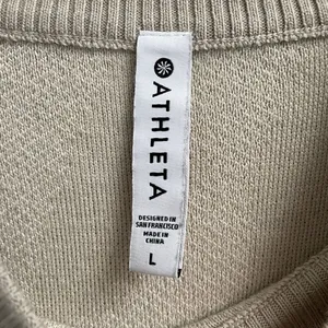 Athleta Multicolor Abstract Textured Crew Neck Pullover Sweater Women‎ L Cream thumbnail 5