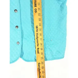 KT Classics Quilted Floral Embroidered Vest Women L Turquoise Shabby Chic Comfy thumbnail 3