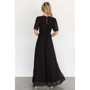 Baltic Born NWOT‎ Esti Black Maxi Dress V Neck Short Sleeve Cocktail Large thumbnail 3