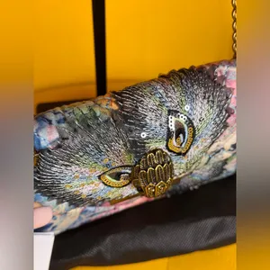 KURT GEIGER LONDONMini Fabric Kensington Bag Crossbody Peacock Bird Purse Gold thumbnail 6