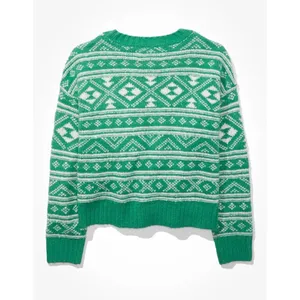 American Eagle | Green Fair Isle Snowdrift Sweater | Medium thumbnail 5