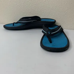 Olukai Bright Blue Black Sandals Flip Flops Women’s Sz 8 *See Note thumbnail 2