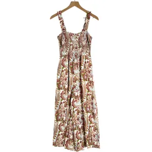 Aritzia Wilfred Chianti Jumpsuit Smocked Wide Leg Multicolor Paisley Print Crepe thumbnail 3