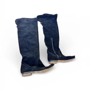 Zara Black Suede Leather Over The Knee Boots Women’s 8 Fall Tall Boho Classic thumbnail 2