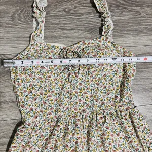 AUW L Green Floral Smocked Tie-Front Ruffle Strap Slit Midi‎ Dress Padded Bra thumbnail 10