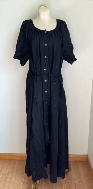 J.Crew Black Linen Short Sleeve Dress XL thumbnail 1