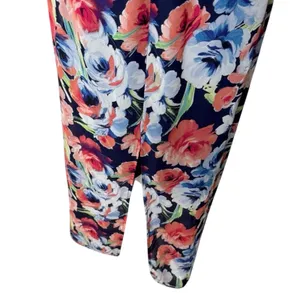 Blue Orange Floral Maxi Dress M V Neck Crisscross Back Summer Boho thumbnail 7