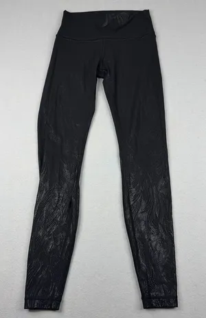 Lululemon Wunder Under High Rise 28 Logo Flourish Foil Leggings Black Size 4 thumbnail 1