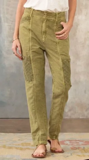 Sundance Femme Voyager Linen Blend Pants Olive‎ Green Women's Size 2 thumbnail 1