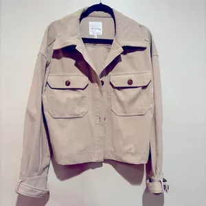 Avec Les Filles Corduroy Creamy Beige Oversized Cropped Wrsterncore Jacket M thumbnail 6