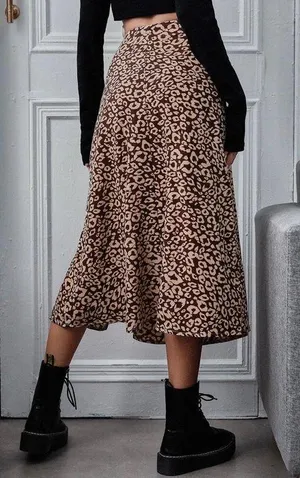 Leopard Print Skirt with Slit thumbnail 2
