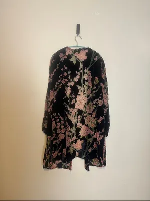 POL Cherry Blossoms Floral Burnout Velvet Kimono Cardigan Size Large‎ thumbnail 6